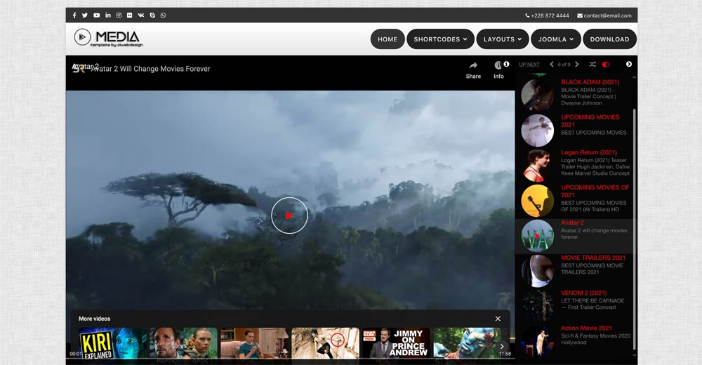 Media player Joomla Template
